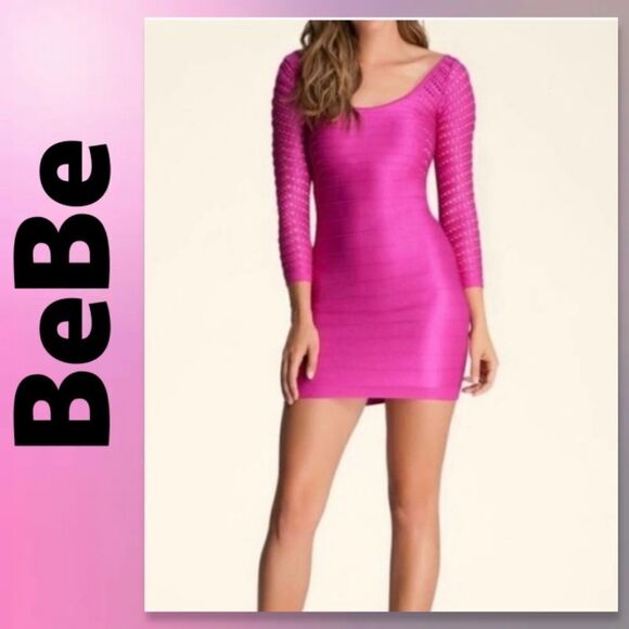 Bebe Ellie Shine Dress Barbi PINK - Picture 1 of 6
